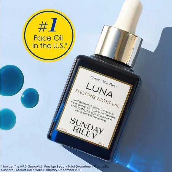 NEW $105 Sunday Riley Luna Retinol Sleeping Anti Aging Night Face Oil 1.18 Fl Oz - Picture 3 of 7